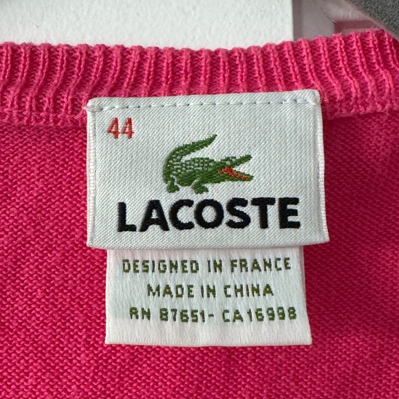Lacoste Pink and Orange Argyle Sweater - Picture 3 of 4